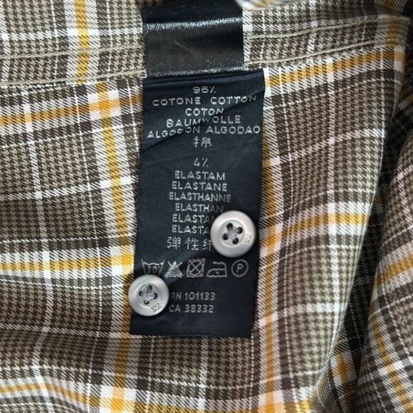 ZEGNA Sport Cotton Shirt Button Down Taupe Plaid Men’s size S - Picture 13 of 14